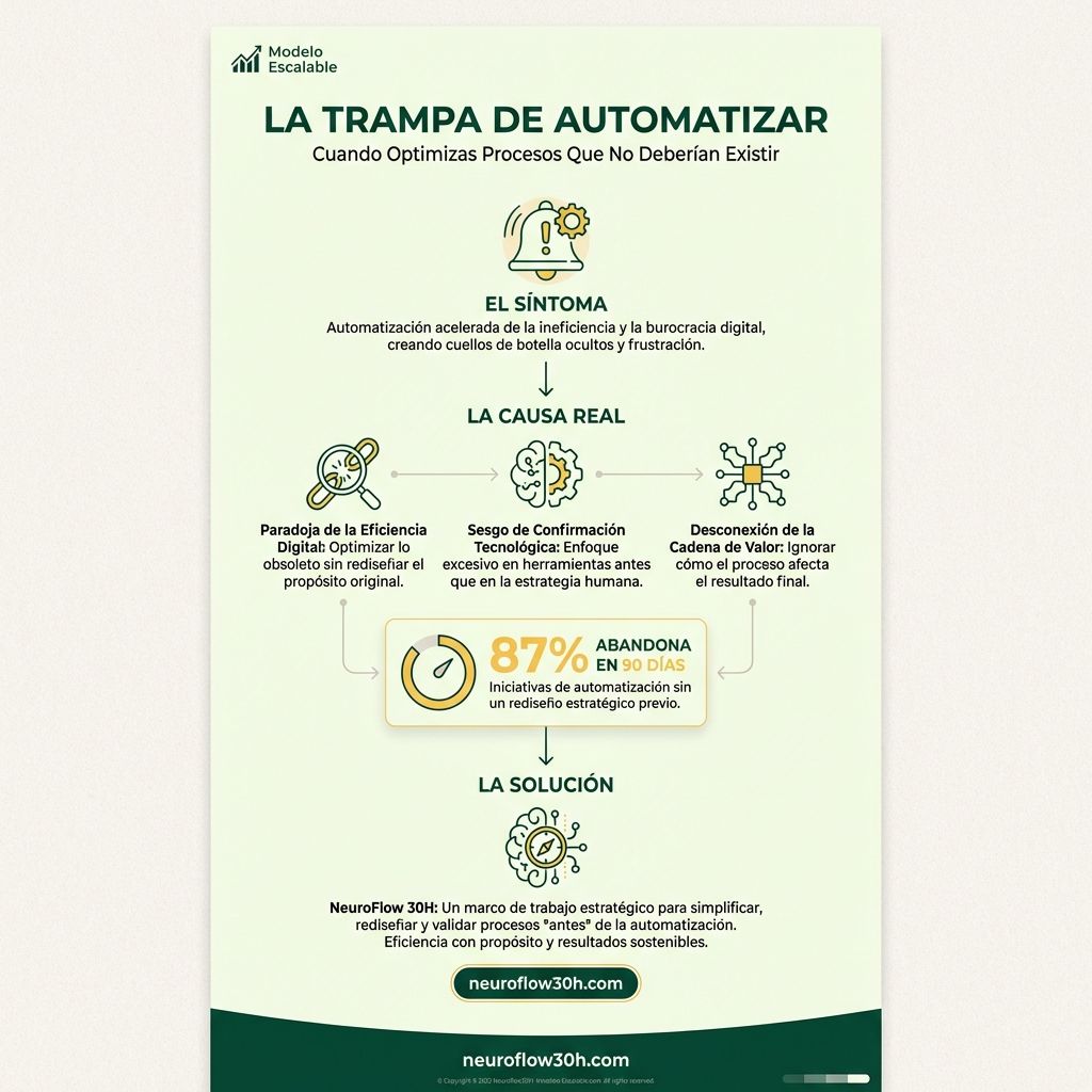 Infografía: La Trampa de Automatizar: Cuando Optimizas Procesos Que No Deberían Existir