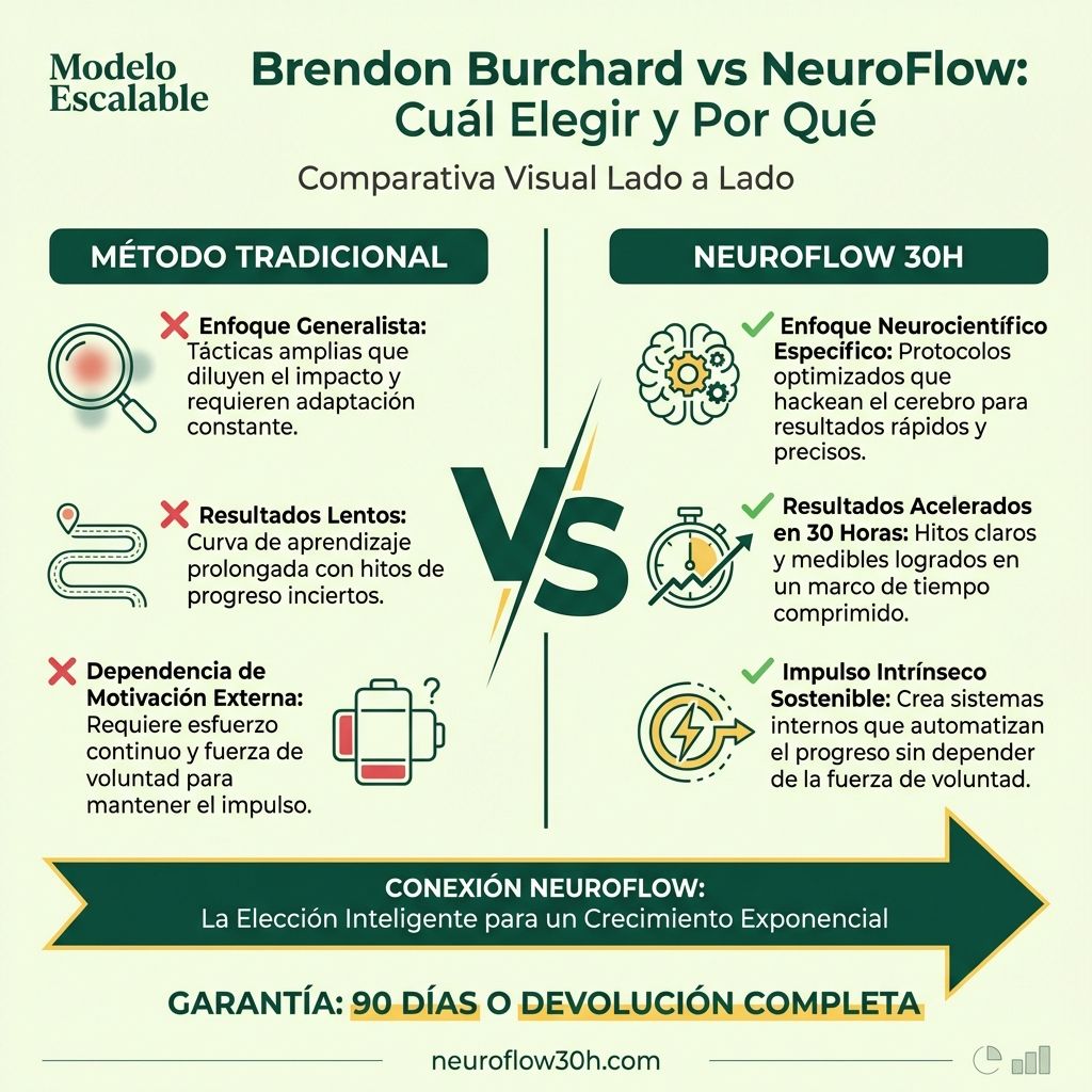 Infografía: Brendon Burchard vs NeuroFlow: Cuál Elegir y Por Qué