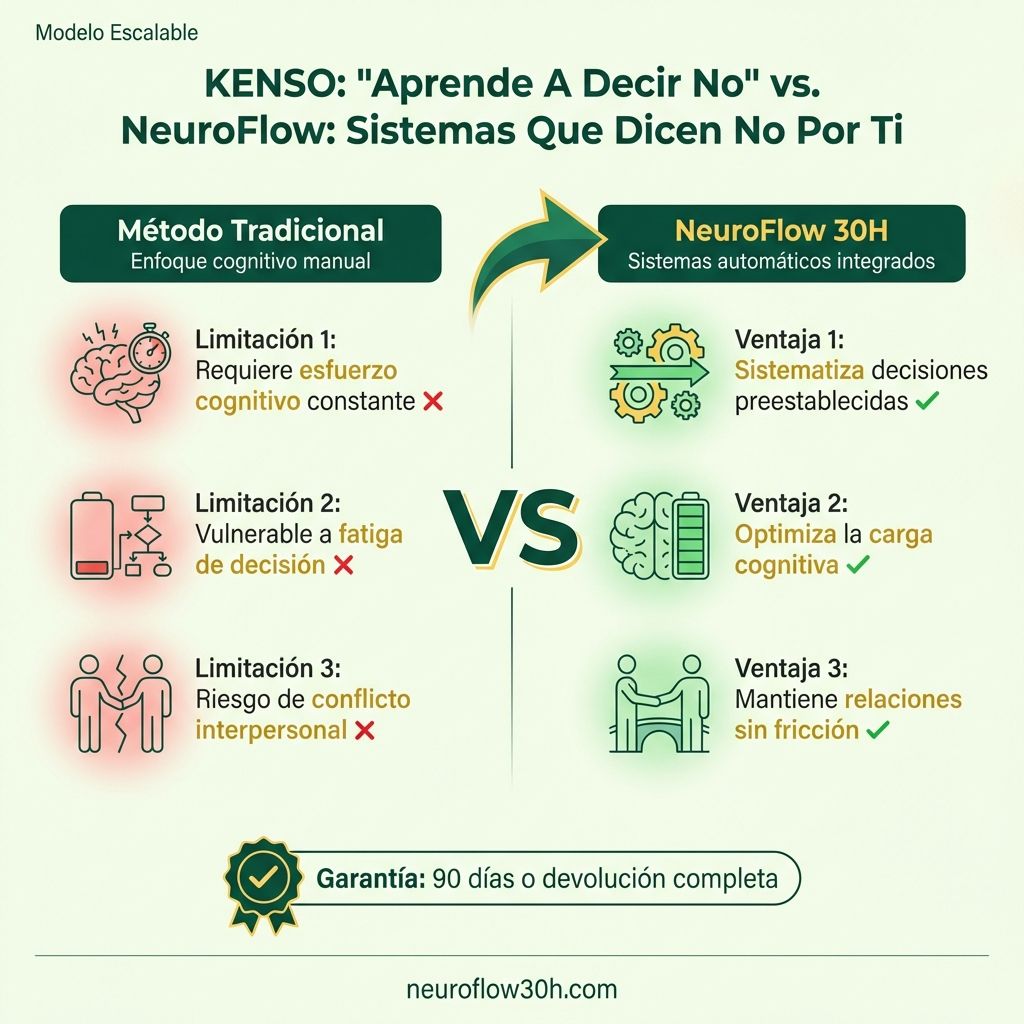 Infografía: KENSO: "Aprende A Decir No" vs. NeuroFlow: Sistemas Que Dicen No Por Ti